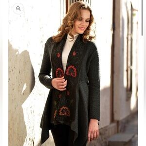 Peruvian Link Alpaca Collection Floral Patterned Sweater Fantasia Cardigan small